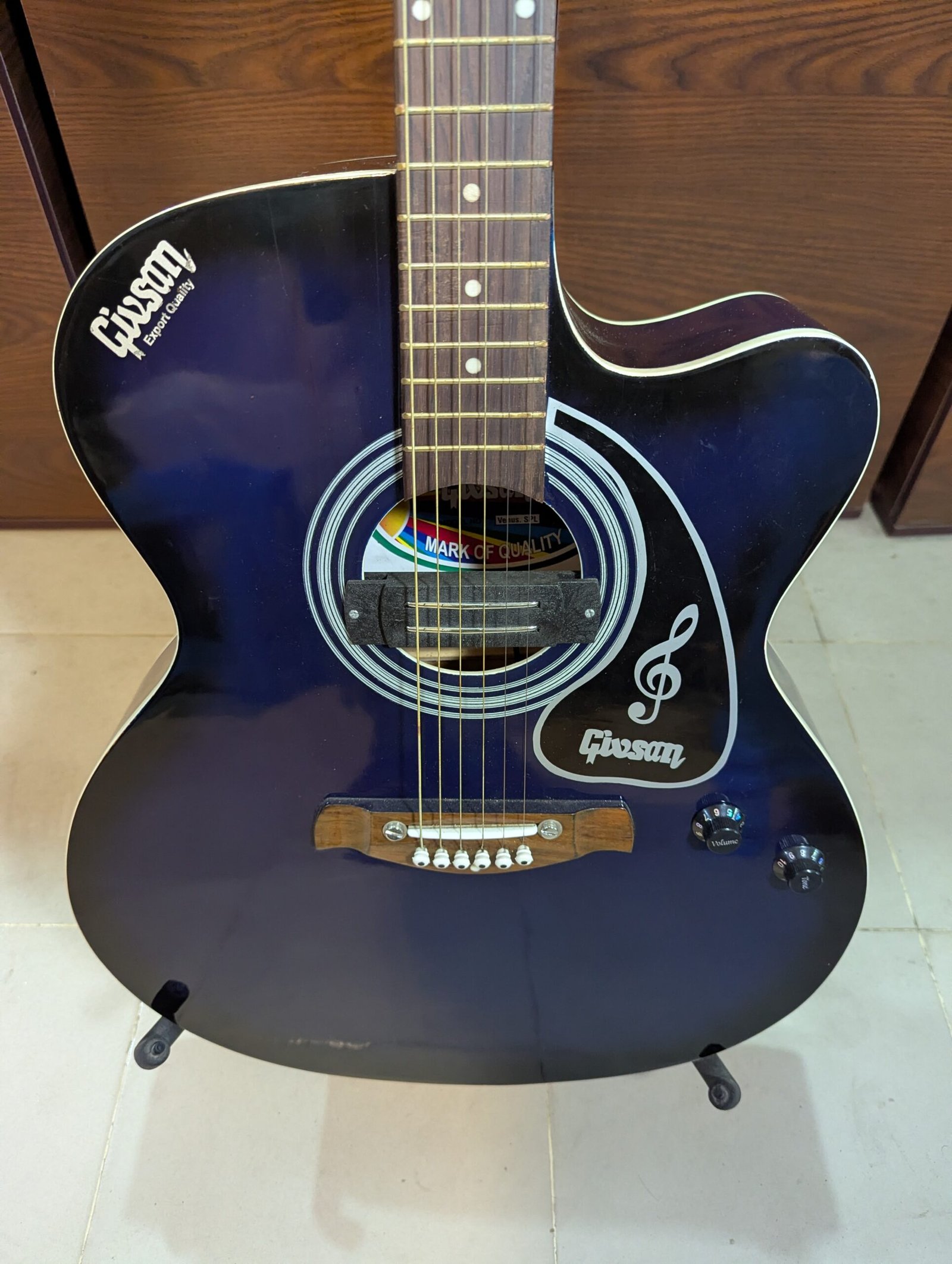 Givson – 40 Inch Acoustic Guitar (Navy Blue Color) - Image 3
